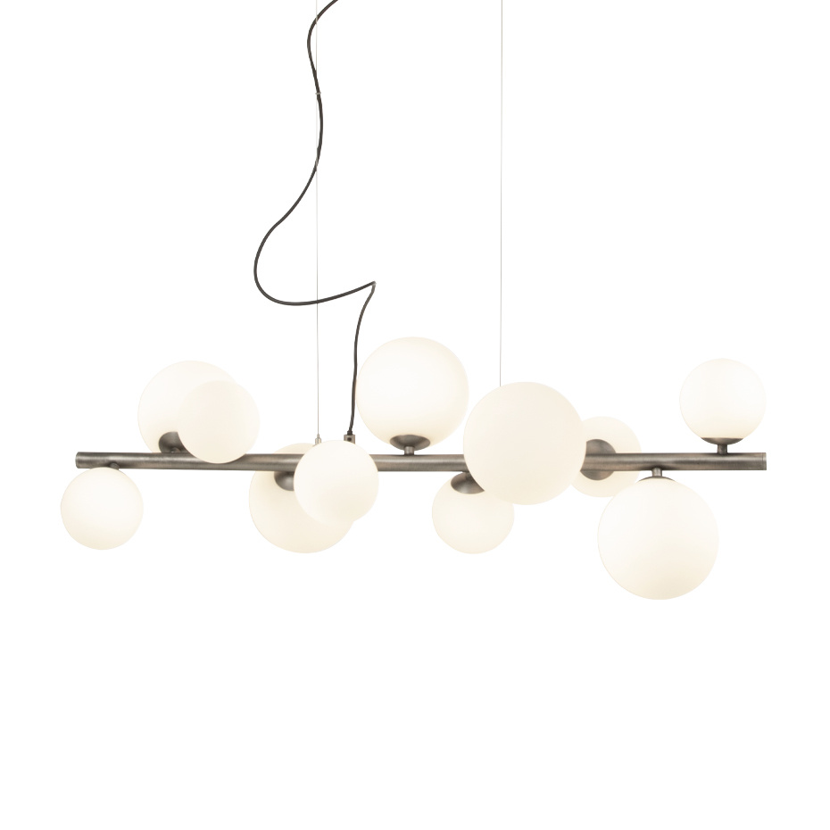 Molekyl Pendel 85cm Tenn/Opalglas