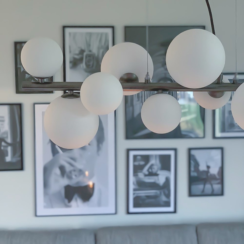 Molekyl Pendel 85cm Tenn/Opalglas