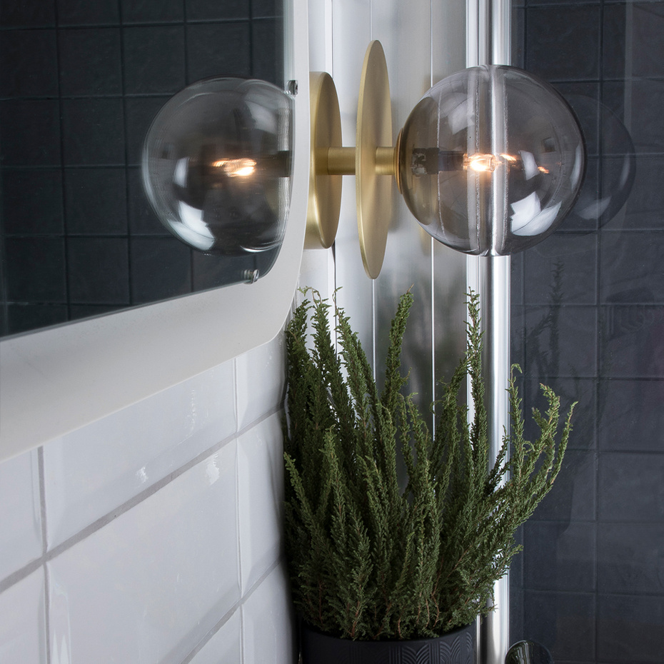 Art Deco Taklampa/Vägglampa Borstad Mässing/Rökfärgad IP44