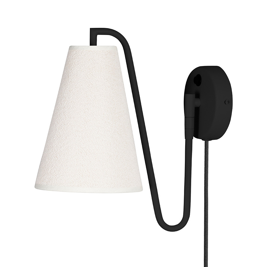 Lou Vägglampa Vit Bouclé/Svart
