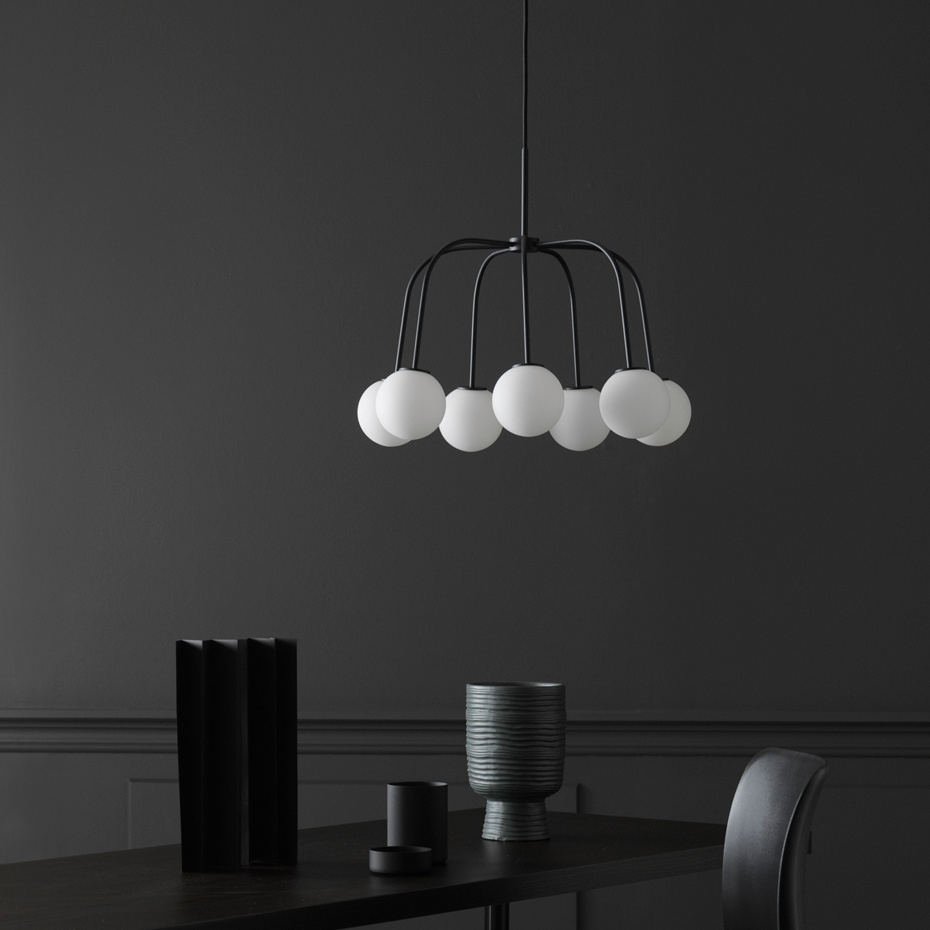 Waterfall Pendel Svart/Opalglas