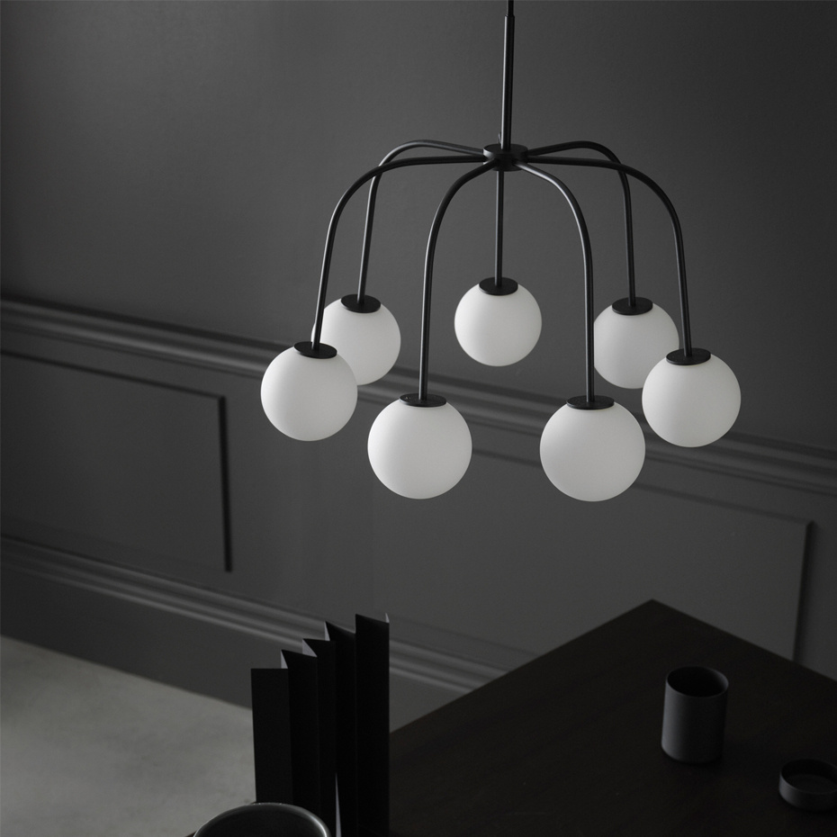 Waterfall Pendel Svart/Opalglas