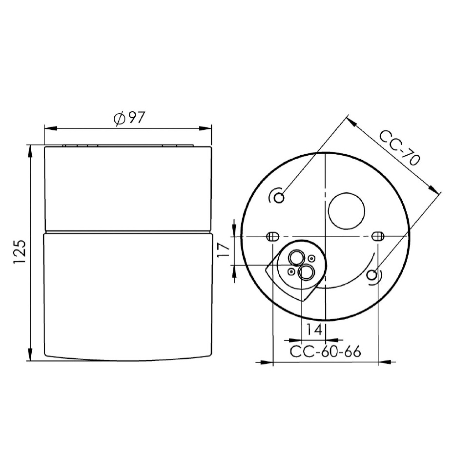 Opus Taklampa/Vägglampa 100/125 Grå/Opalglas IP44