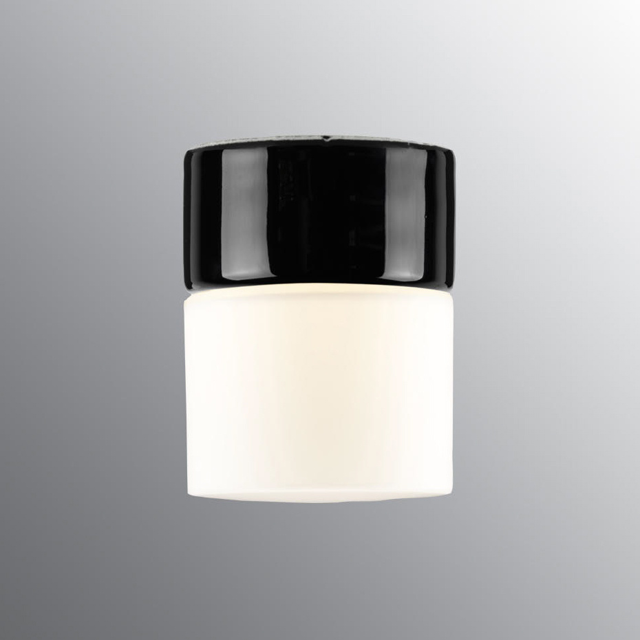 Opus Taklampa/Vägglampa 100/125 Svart/Opalglas IP44