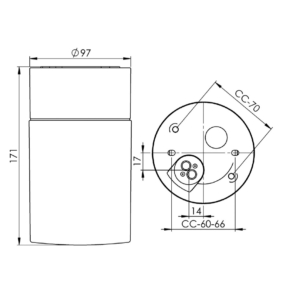 Opus Taklampa/Vägglampa 100/175 Grå/Opalglas IP44