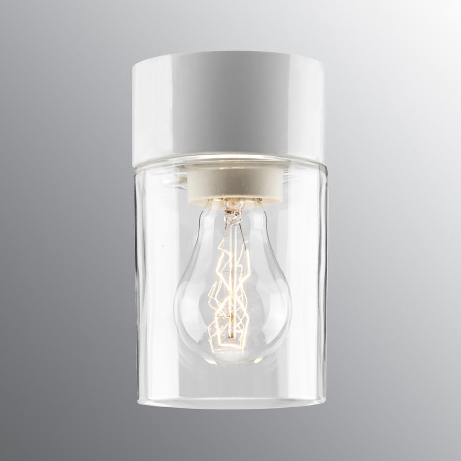 Opus Taklampa/Vägglampa 100/175 Vit/Klarglas IP44