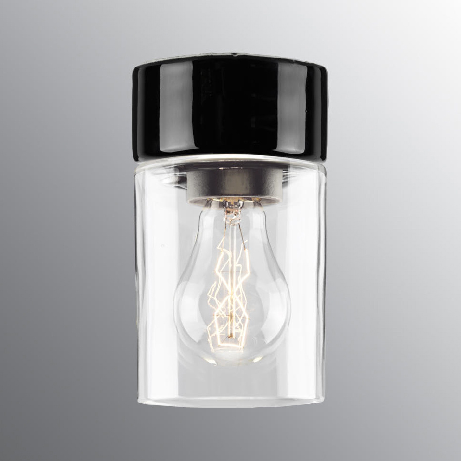 Opus Taklampa/Vägglampa 100/175 Svart/Klarglas IP44