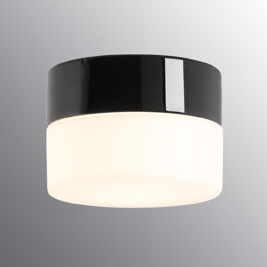 Opus Taklampa/Vägglampa 140/100 Svart/Opalglas IP44