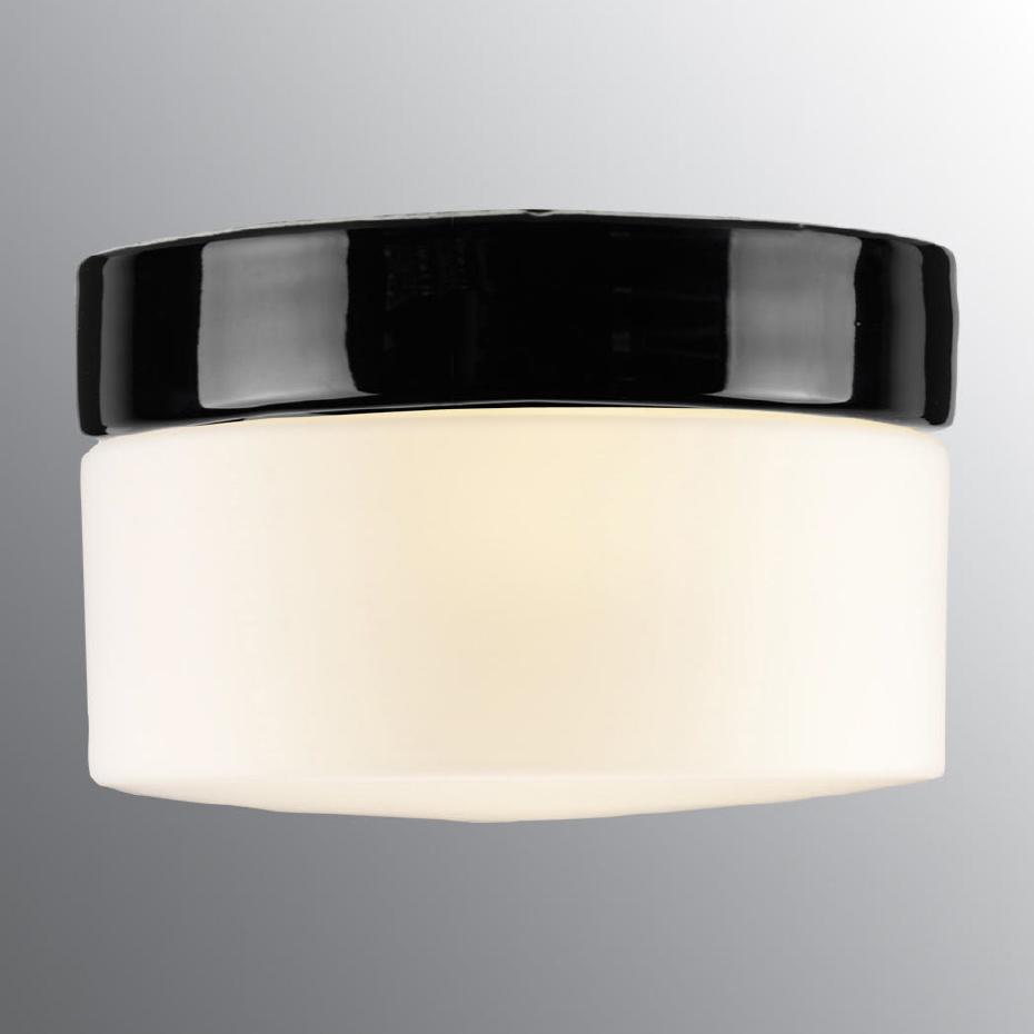 Opus Taklampa/Vägglampa 200/135 Svart/Opalglas IP44
