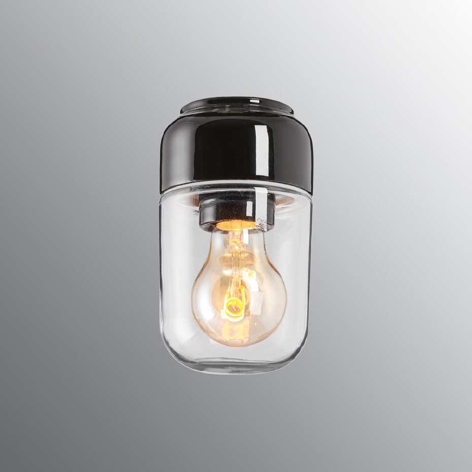 Ohm Taklampa/Vägglampa 100/170 Svart/Klarglas IP44