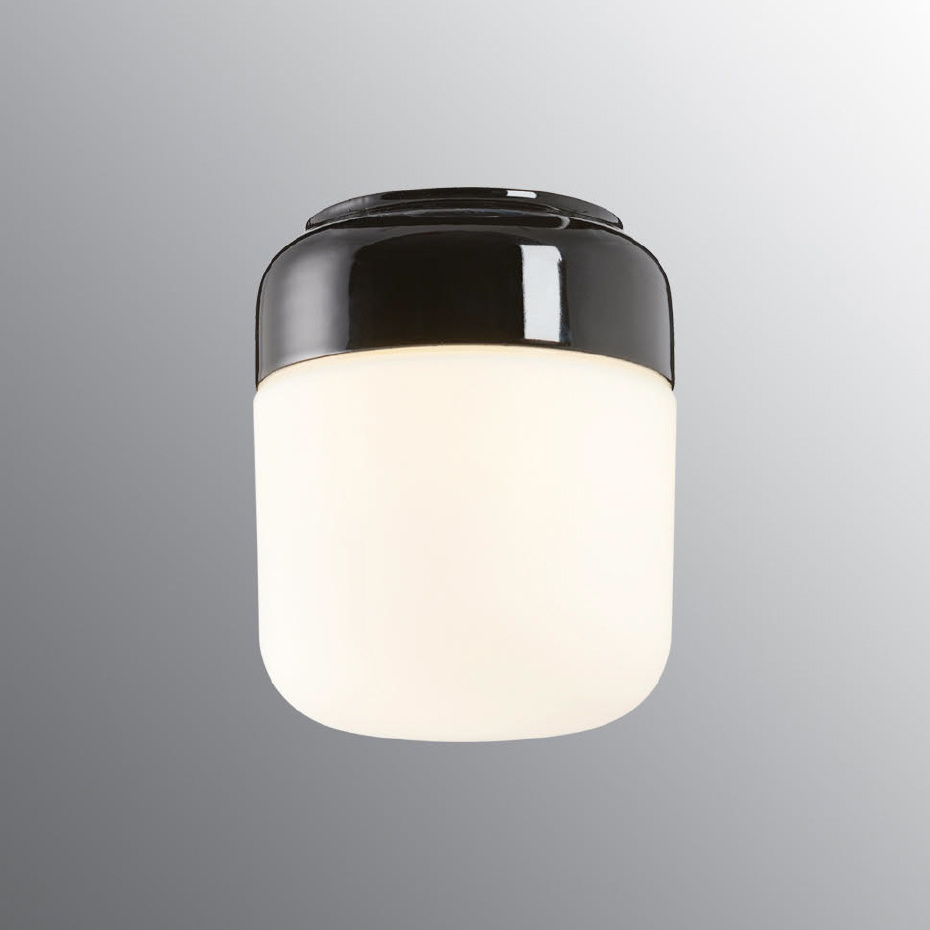 Ohm Taklampa/Vägglampa 140/170 Svart/Opalglas IP44