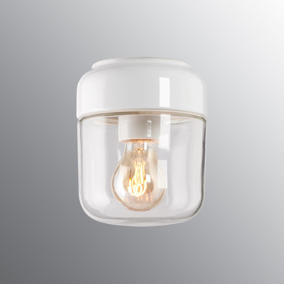 Ohm Taklampa/Vägglampa 140/170 Vit/Klarglas IP44