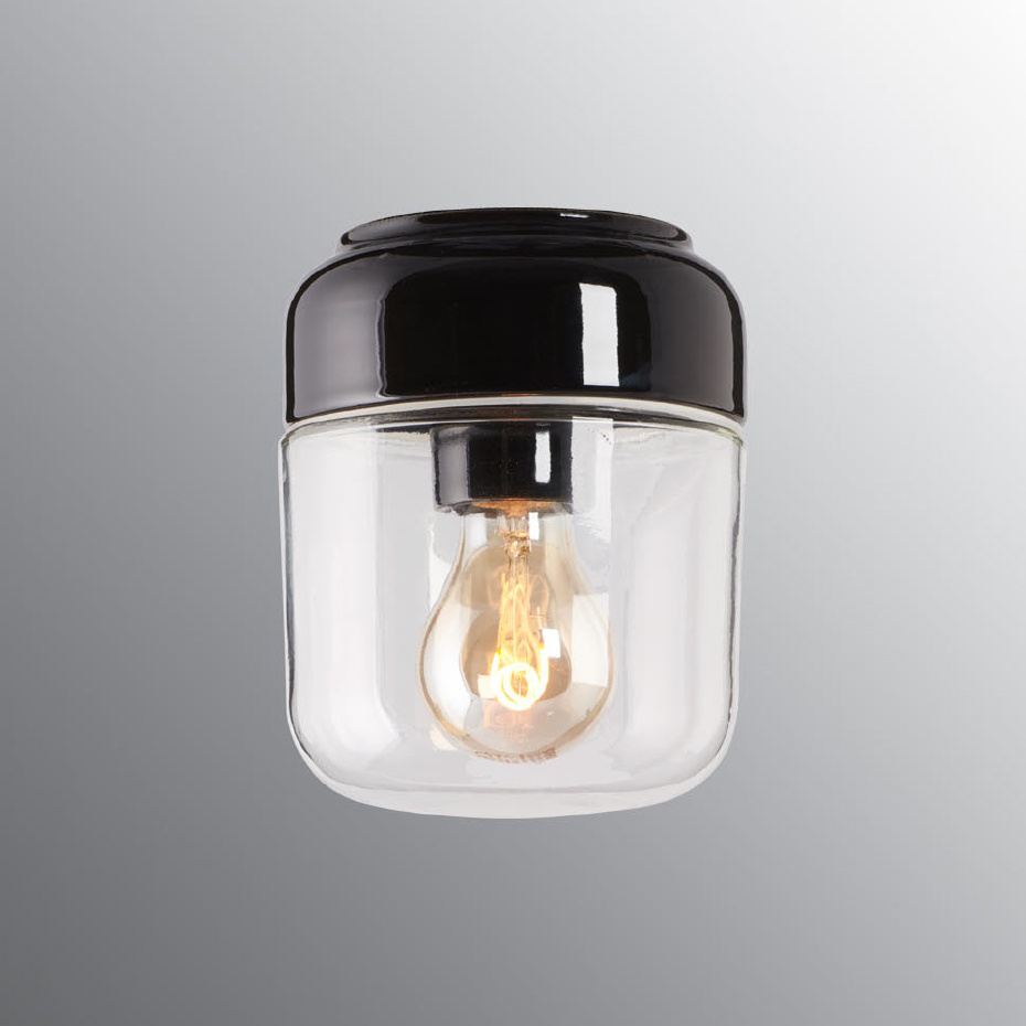 Ohm Taklampa/Vägglampa 140/170 Svart/Klarglas IP44