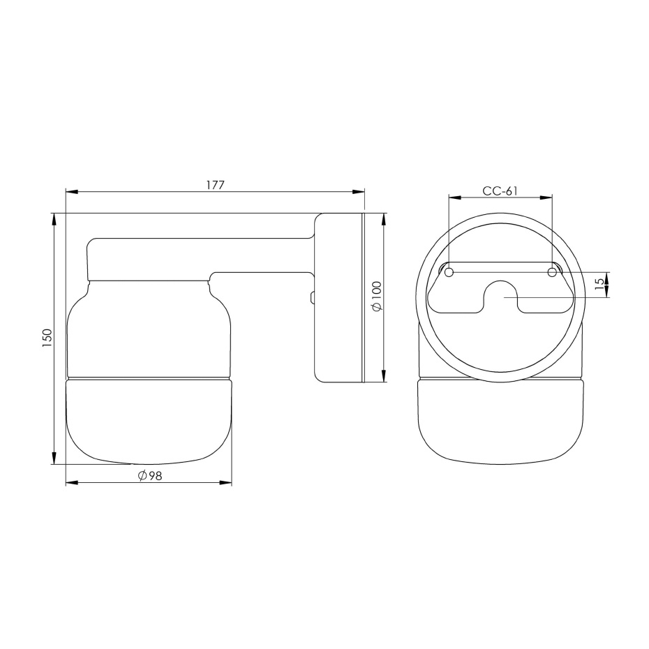 Ohm Vägglampa 100/150 Svart/Opalglas IP44