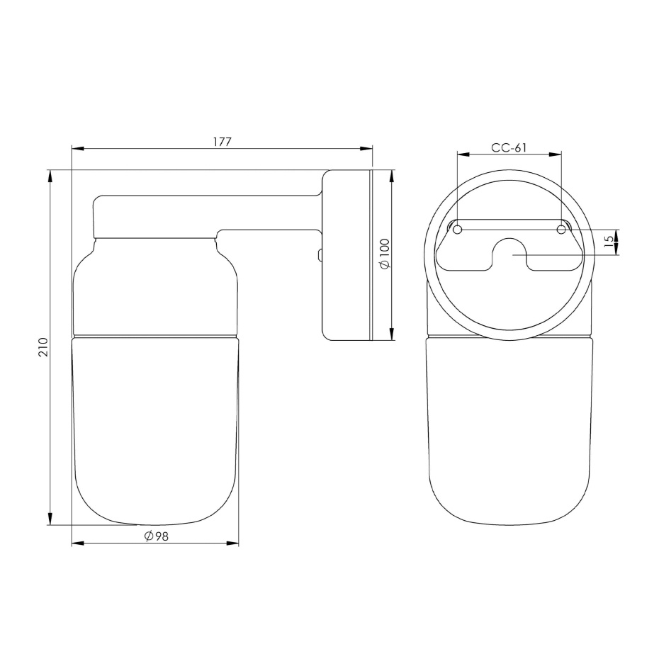 Ohm Vägglampa 100/210 Vit/Opalglas IP44