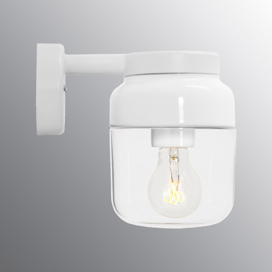 Ohm Vägglampa 140/205 Vit/Klarglas IP44