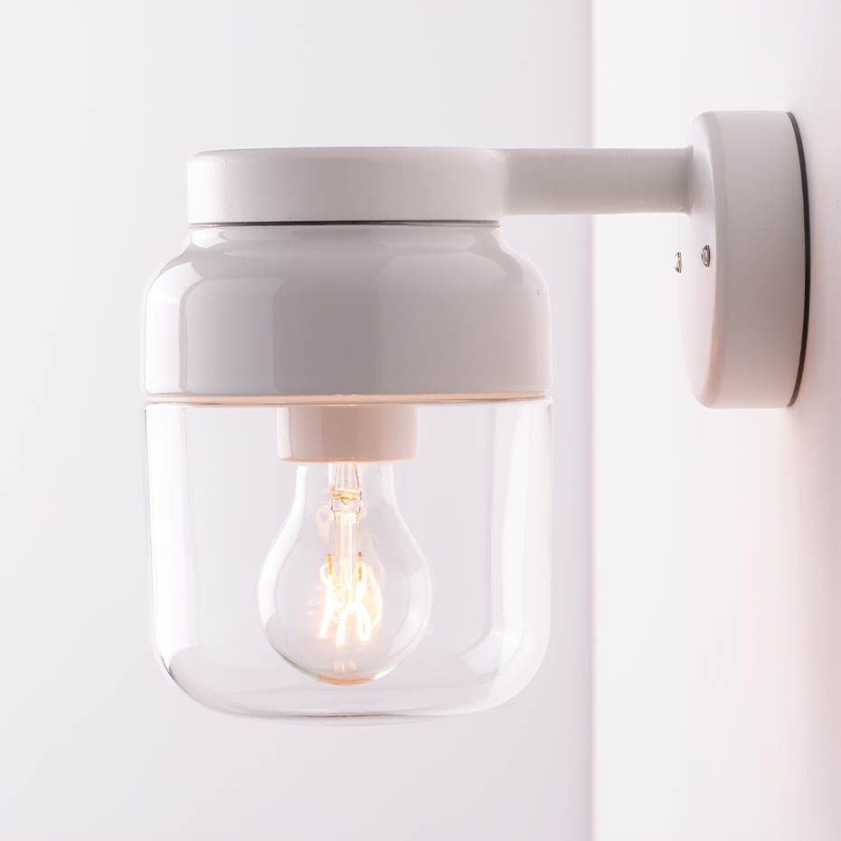 Ohm Vägglampa 140/205 Vit/Klarglas IP44