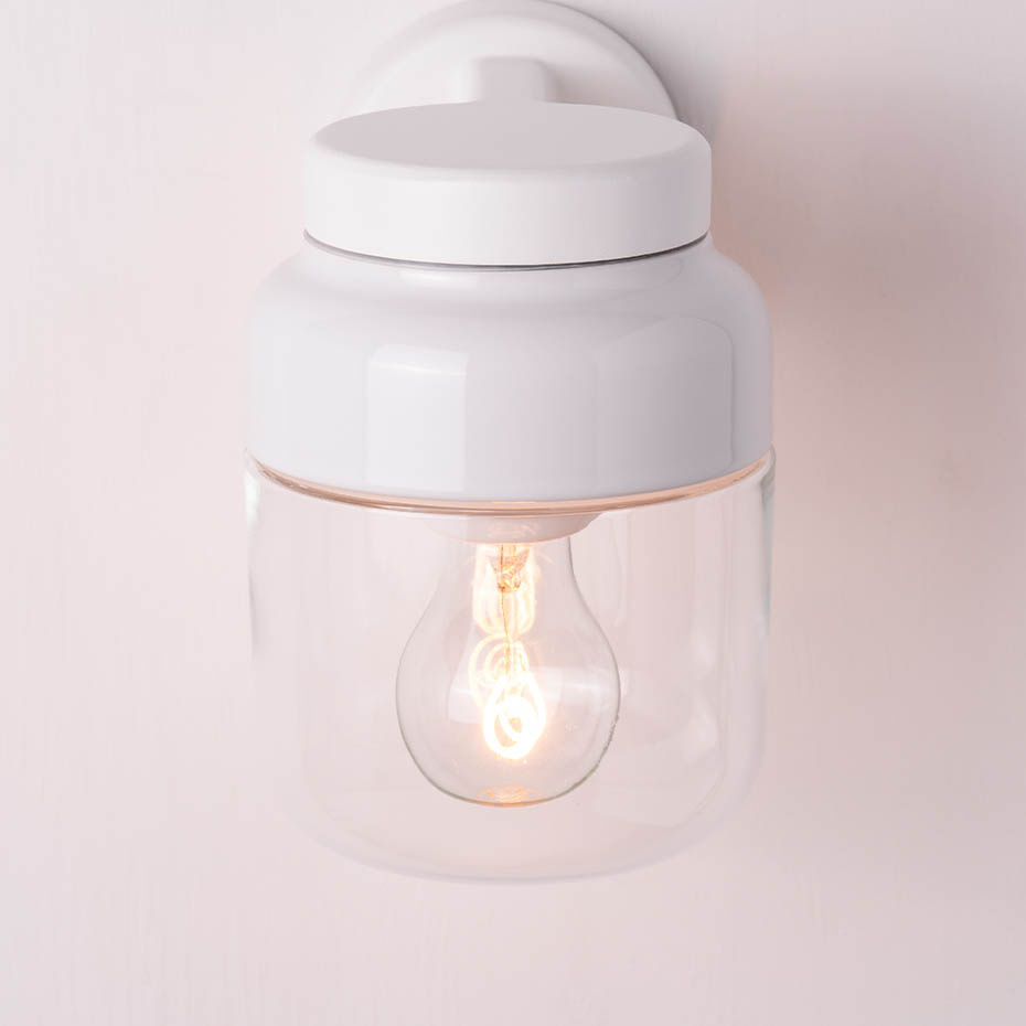 Ohm Vägglampa 140/205 Vit/Klarglas IP44