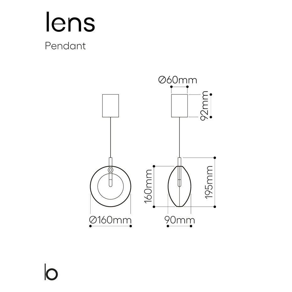 Lens Singel Pendel Clear/Brushed Gold