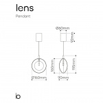 Lens Singel Pendel Grey Blue/Brushed Gold
