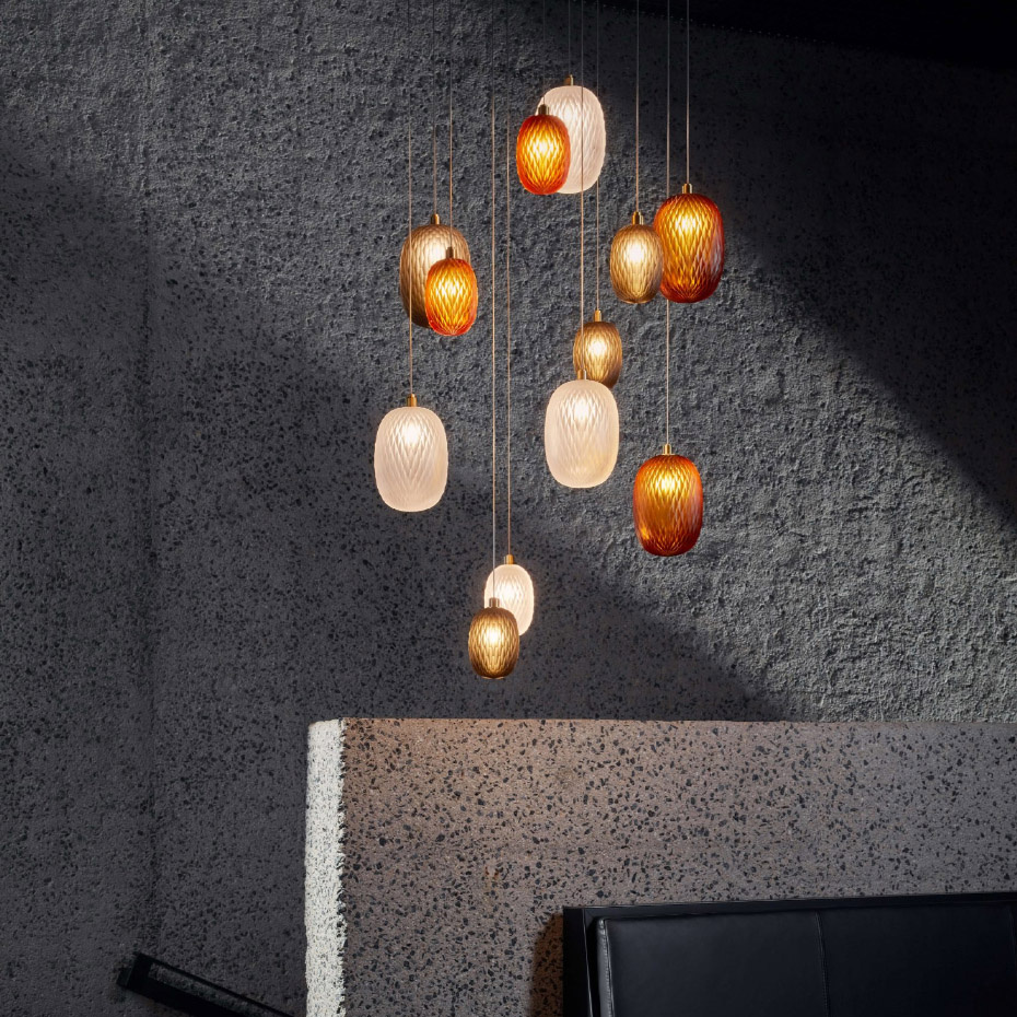 Metamorphosis Singel Pendel Small Amber/Anthracite