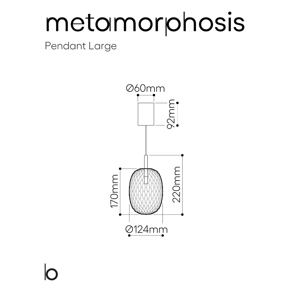 Metamorphosis Singel Pendel Large Amber/Anthracite