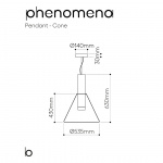 Phenomena Pendel Cone Smoke/Brushed Silver Phenomena Pendel Cone Smoke/Brushed Silver