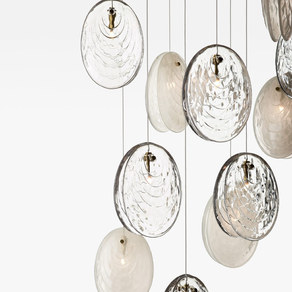 Mussels Singel Pendel Clear/Brushed Gold