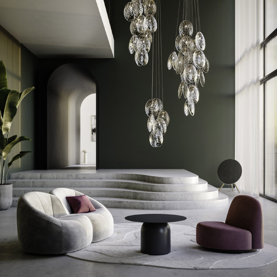 Mussels Cluster 6 Pendel Clear/Brushed Gold/Brushed Gold Canopy