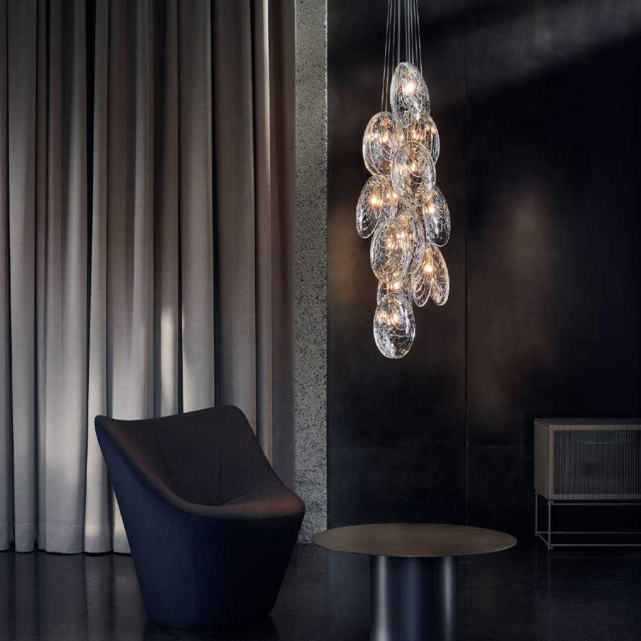 Mussels Cluster 6 Pendel Clear/Brushed Gold/Brushed Gold Canopy