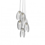 Mussels Cluster 6 Pendel Clear/Brushed Gold/White Canopy