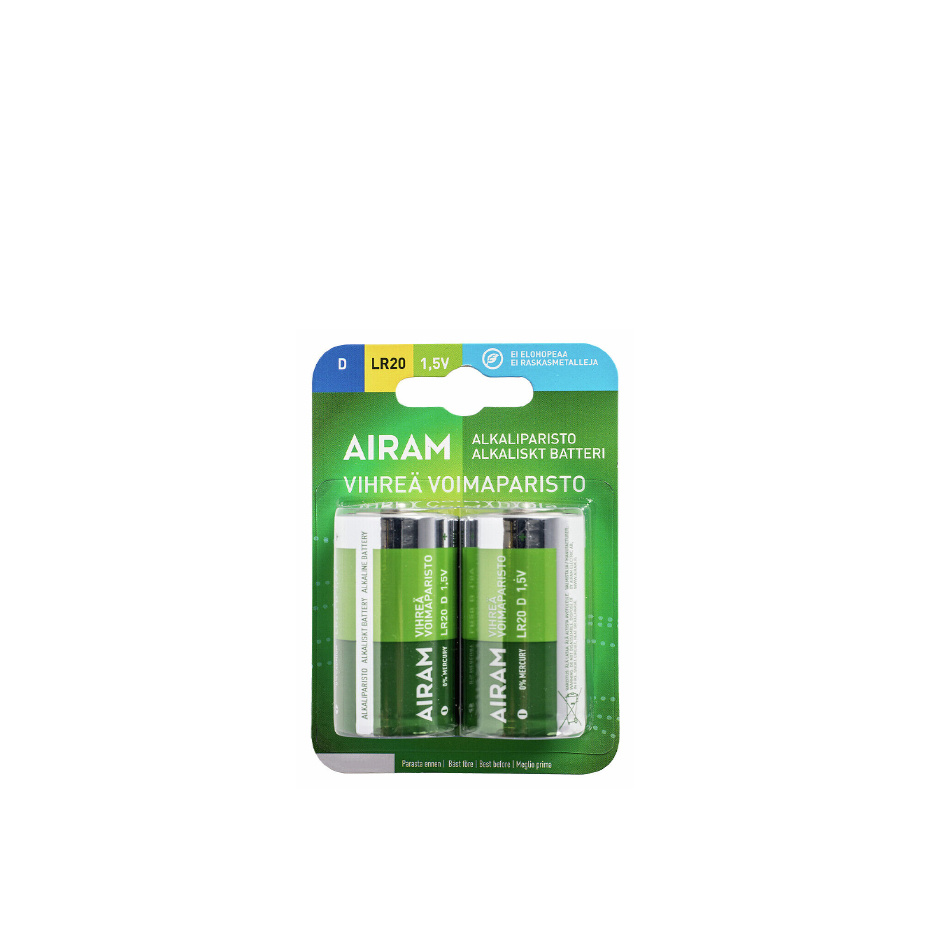 Airam Green Power Batteri Alkaliskt D/LR20 1,5V 2-Pack