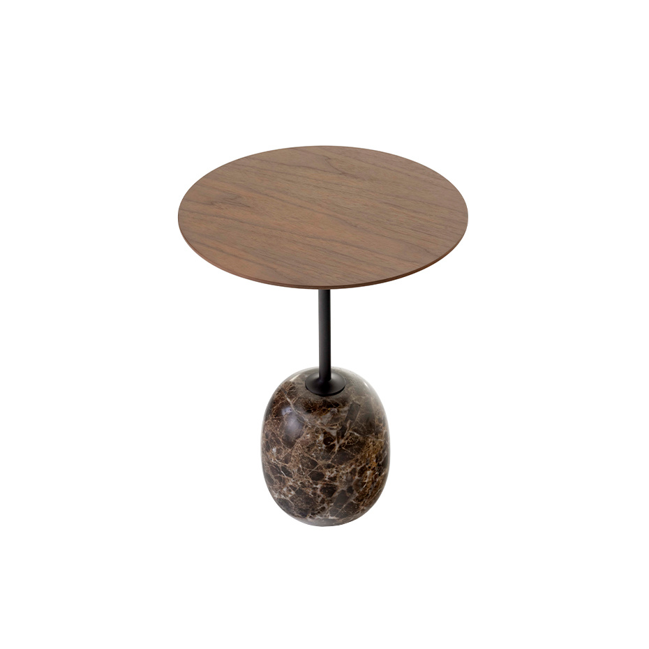 Lato Sidobord LN8 Round Ø40cm Lacquered Walnut & Emperador Marble