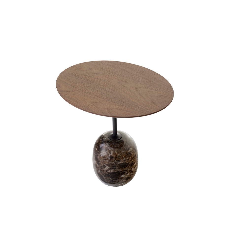 Lato Sidobord LN9 Oval 40x50cm Lacquered Walnut & Emperador Marble