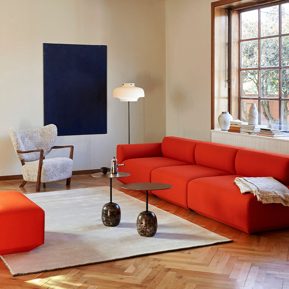 Lato Sidobord LN9 Oval 40x50cm Lacquered Walnut & Emperador Marble