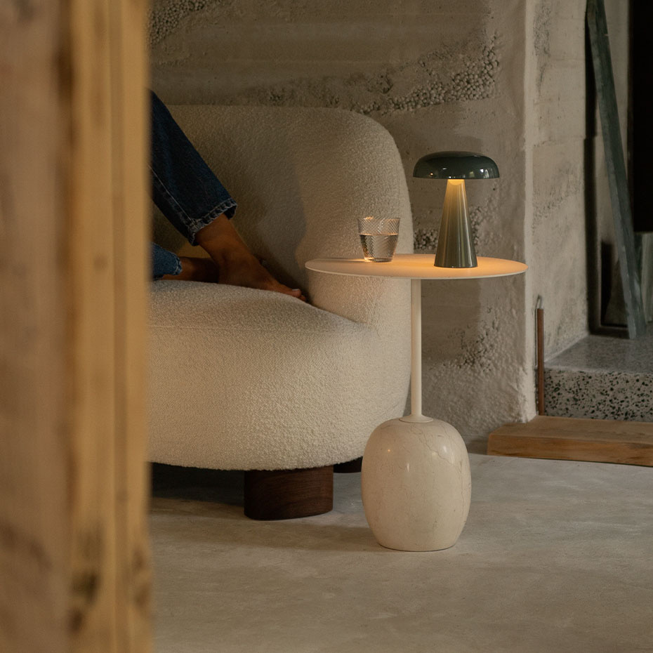 Lato Sidobord LN9 Oval 40x50cm Ivory White & Crema Diva Marble