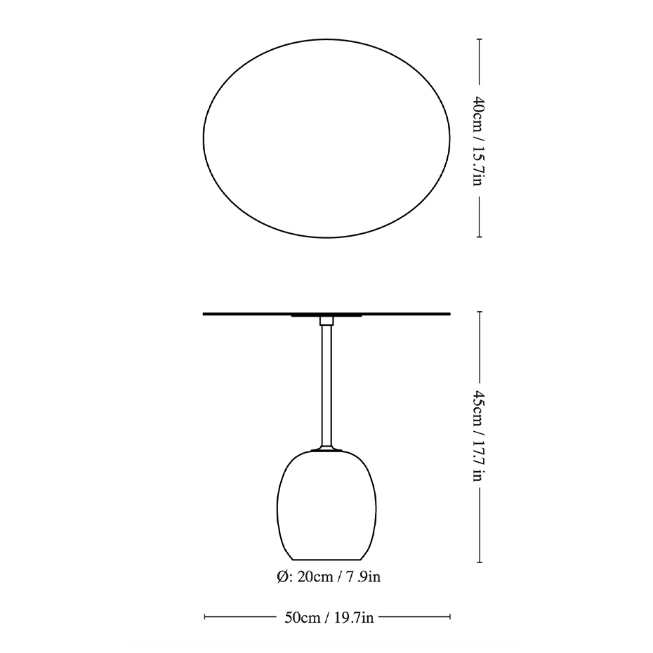 Lato Sidobord LN9 Oval 40x50cm Lacquered Oak & Crema Diva Marble