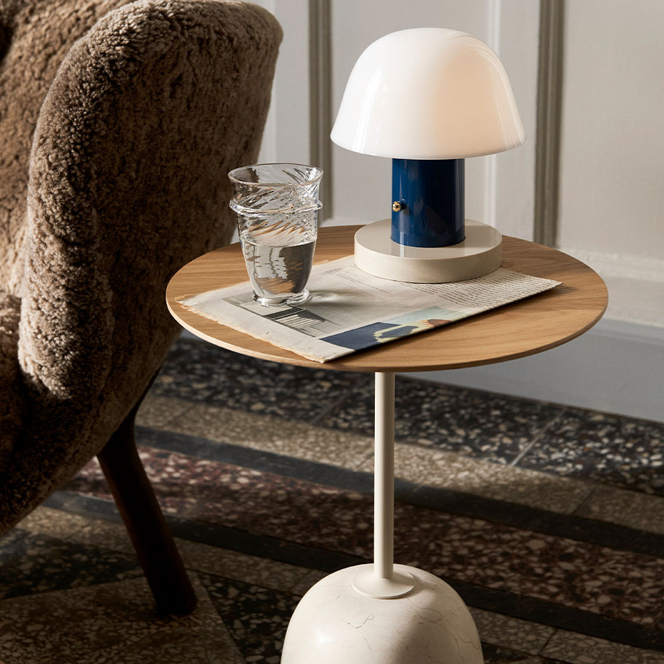 Lato Sidobord LN9 Oval 40x50cm Lacquered Oak & Crema Diva Marble