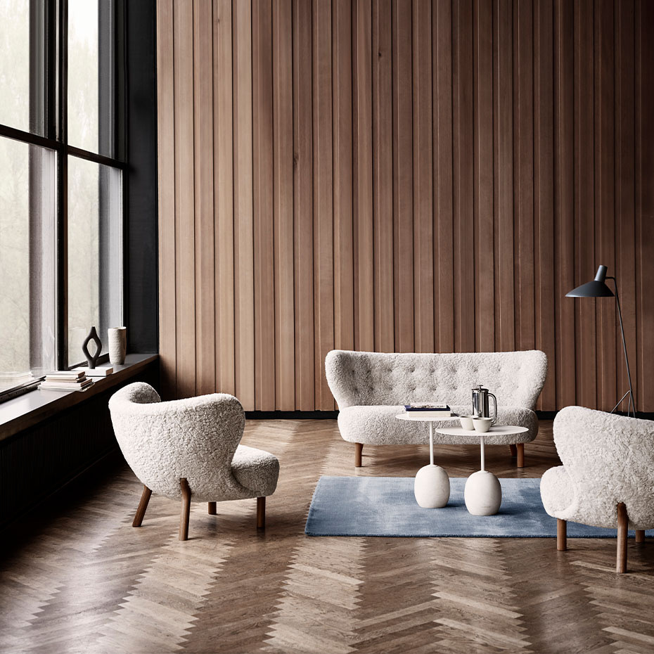 Lato Sidobord LN9 Oval 40x50cm Lacquered Oak & Crema Diva Marble