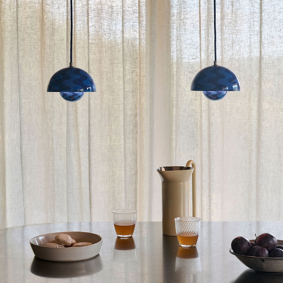 Flowerpot Pendel VP10 Ø16cm Cobalt Blue & Twilight Blue Pattern