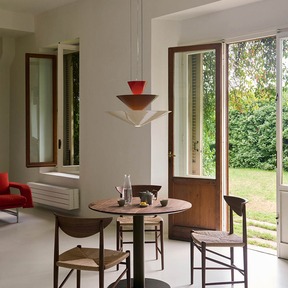 Gio Pendel LN14 Ø60cm Vermilion Red & Dark Burgundy & Ecru White