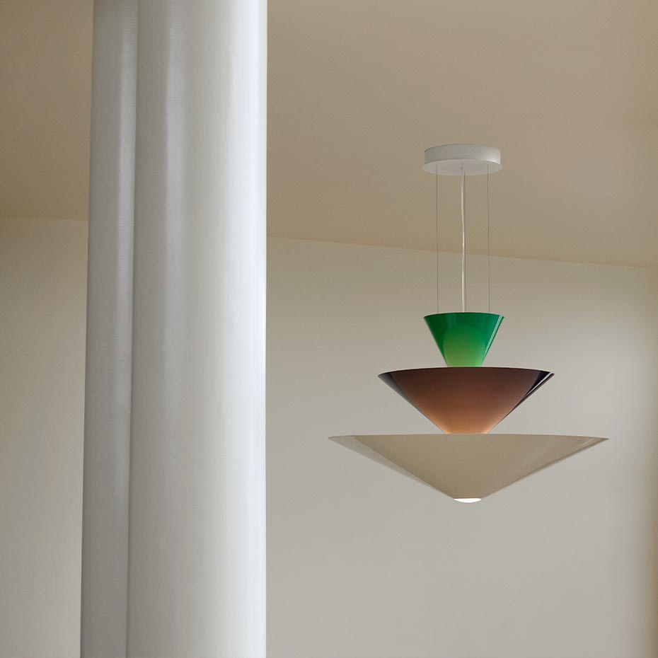 Gio Pendel LN15 Ø92cm Signal Green & Deep Blue & Ecru White