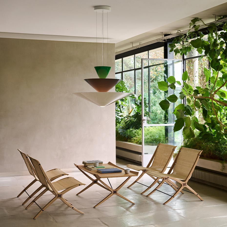 Gio Pendel LN15 Ø92cm Vermilion Red & Dark Burgundy & Ecru White