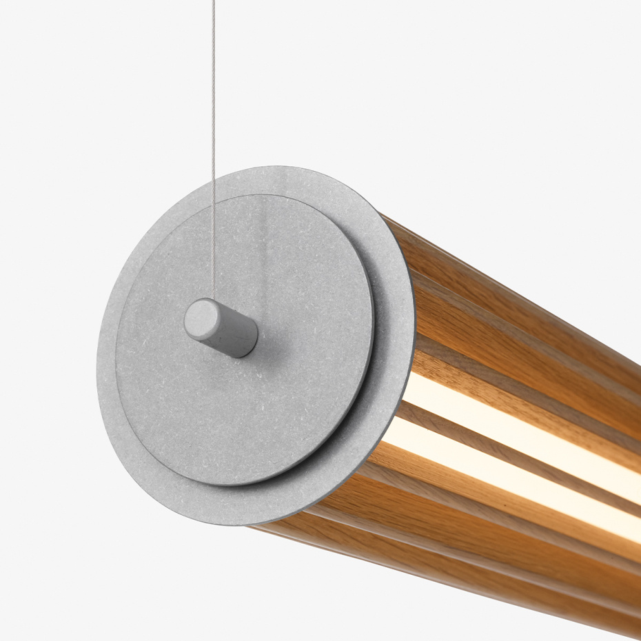 Numbra Pendel TY1 Lacquered Oak & Tumbled Aluminium