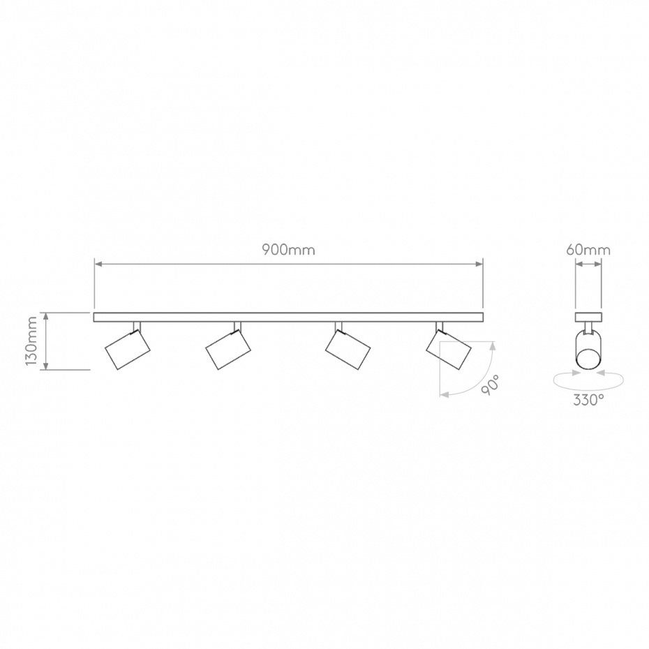 Ascoli Four Bar Spotlight Textured White