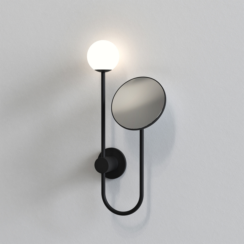 Orb Vägglampa Med Spegel Matt Black IP44