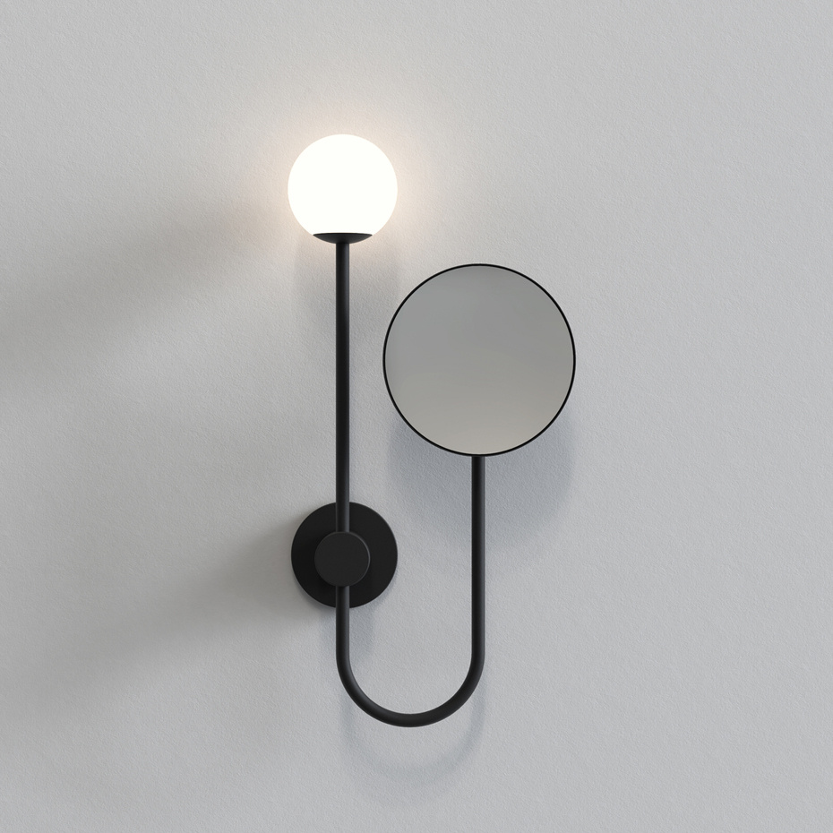Orb Vägglampa Med Spegel Matt Black IP44