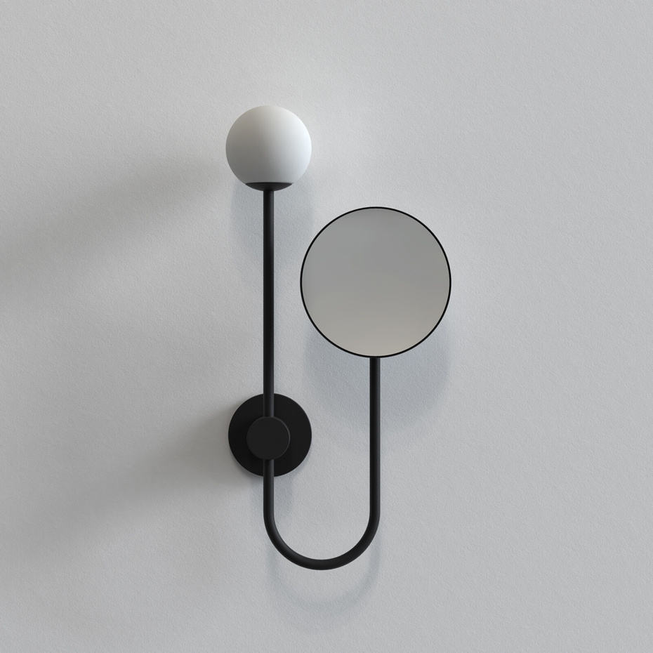Orb Vägglampa Med Spegel Matt Black IP44