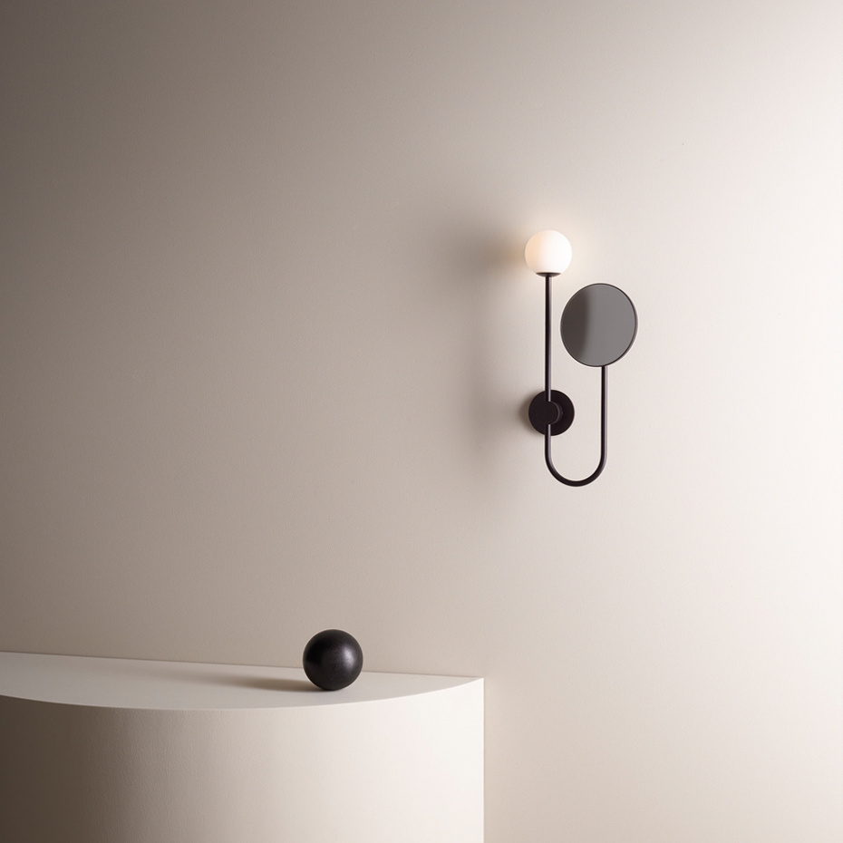 Orb Vägglampa Med Spegel Matt Black IP44