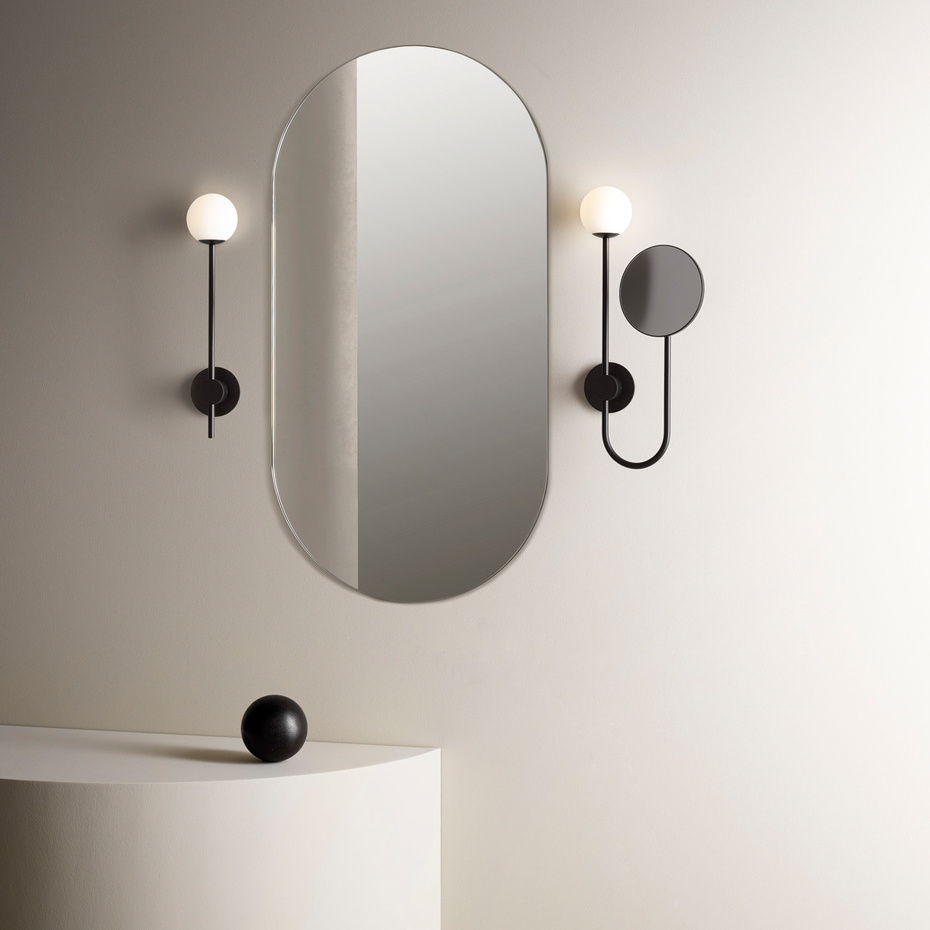 Orb Vägglampa Med Spegel Matt Black IP44